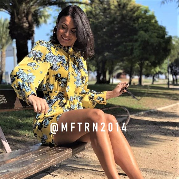 ZARA Floral Print Mini Dress with Tie* - Picture 3 of 15